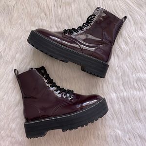 H&M Divided | Patent leather oxblood combat boots size 39